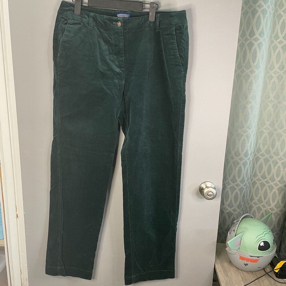 Pendleton Womens 12 Corduroy Green Relaxed Fit Pants